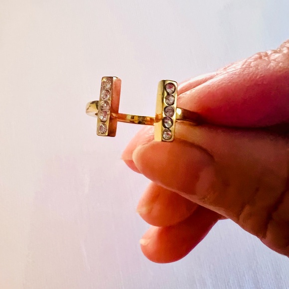 Kate Spade Raise the Bar Gold Plated Pave Style Ring in Sz 5-6 Like New - Picture 5 of 10